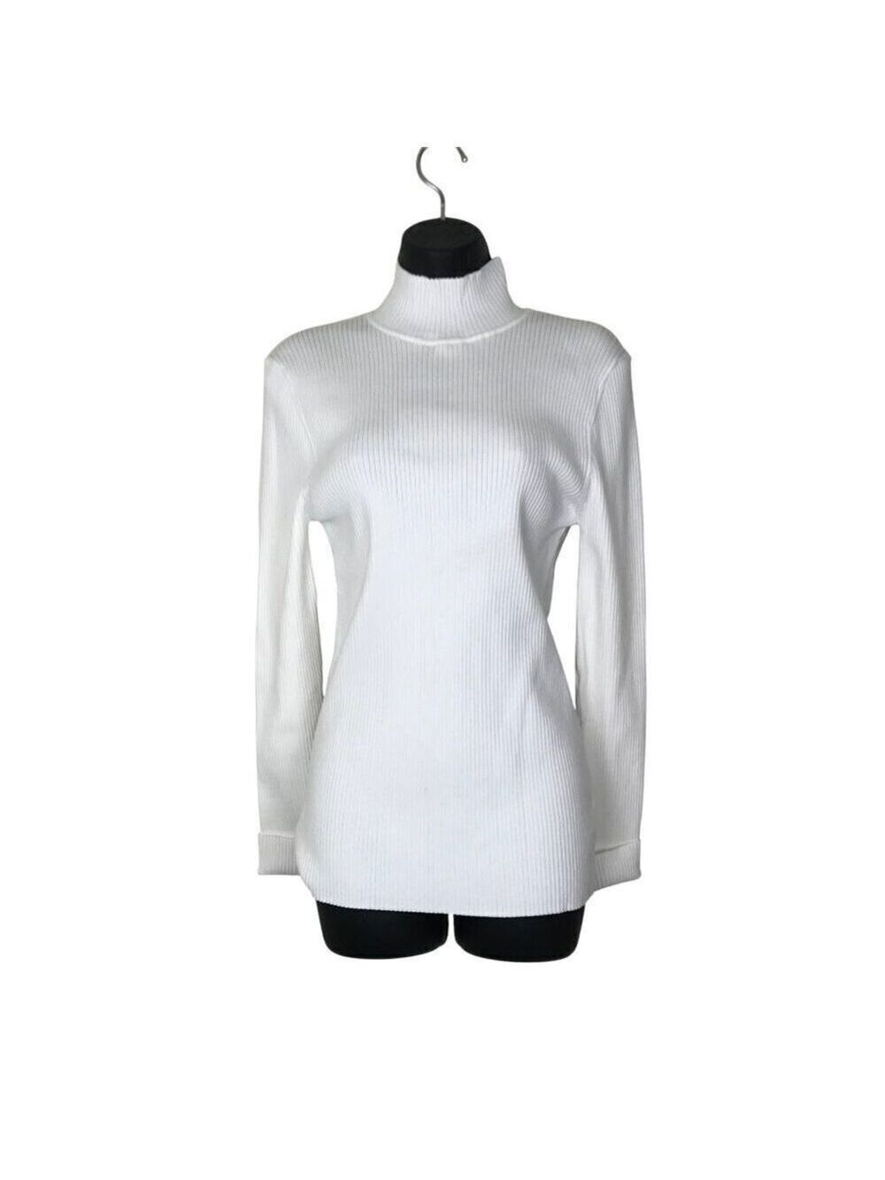 Trina Turk White 80% Cotton Turtle Neck Size L